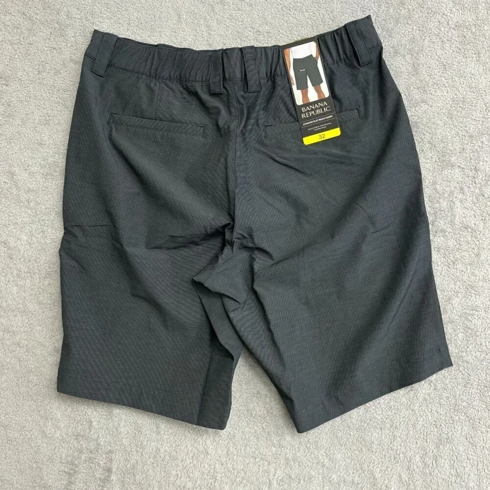 NEW Banana Republic Men's Size 32 Comfort Flat Front Shorts In Dark Grey Stretch